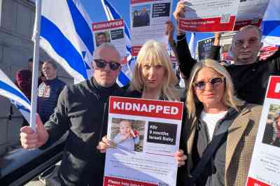 Daniel Coleman, Karen Gerrard and Louise Coleman were calling for the release of Kfir, who is nine months old