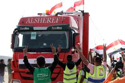 Trucks with aid were seen entering the crossing earlier