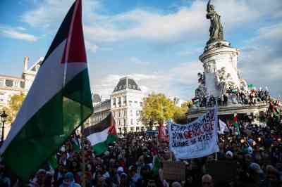 Protesters at the Place de la Republique in central Paris