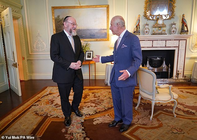 King Charles III and Sir Ephraim Mirvis speak at Buckingham Palace today about the conflict