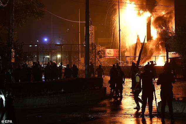 It's unclear if the protesters are marching on the old embassy in Lebanon or the new one that began construction in April 2017, a 43-acre compound that has caused controversy in the country