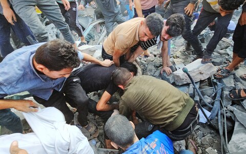 A view from the area after Israeli airstrikes on Jabalia refugee camp in northern Gaza