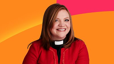 Headshot of Kate Bottley in front of orange and red branding. 