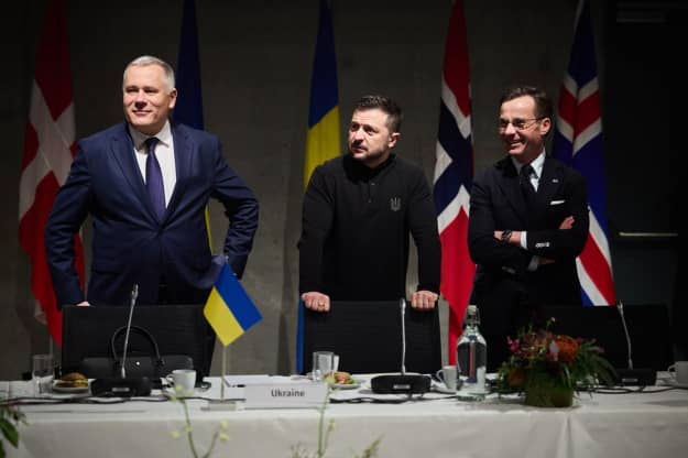 Zelenskyy at the Ukraine-Northern Europe Summit.
/p
pPhoto: Zelenskyy on Telegram