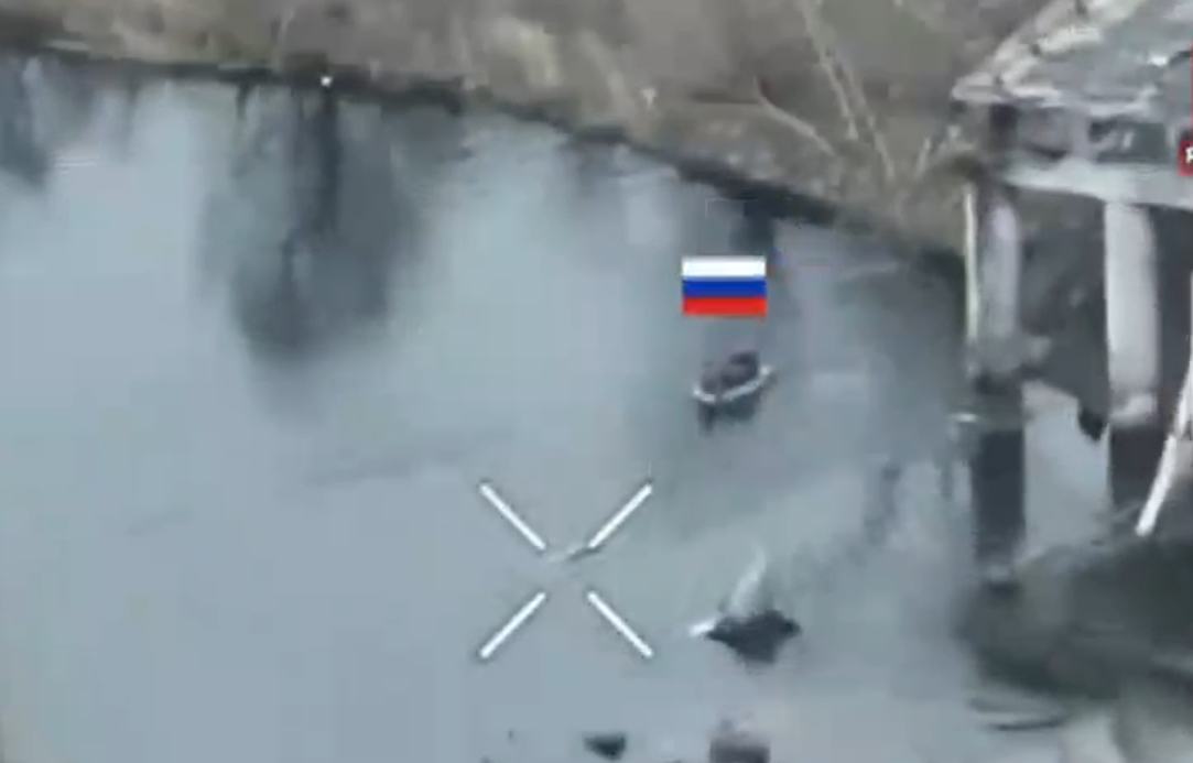 Russian soldiers in a boat cross the Psyol River in the Kursk region. November 2024.
/p
pRussia. Freeze frame the video of the 129th Separate Territorial Defense Brigade