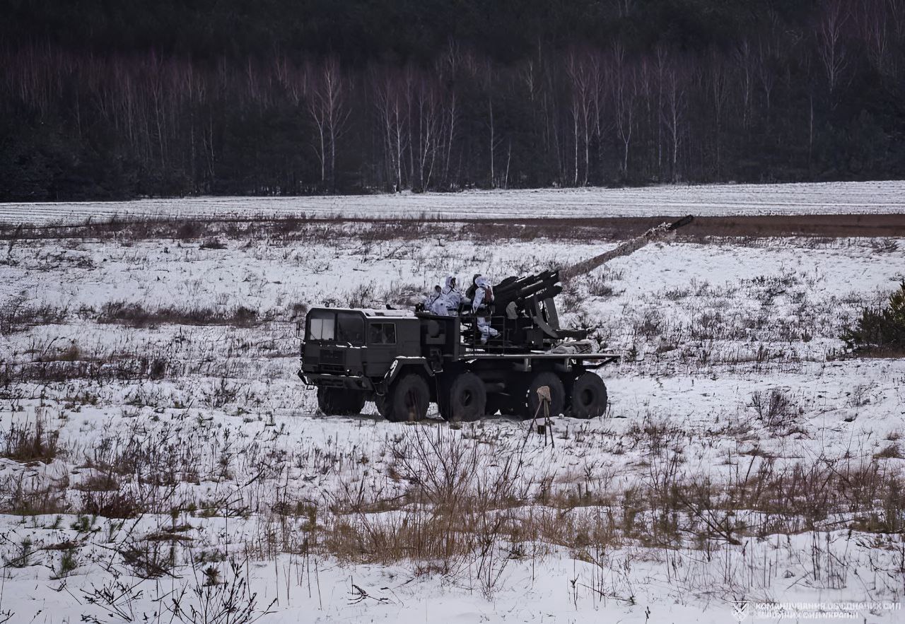 100-mm KS-19 gun on the MAN M1001 8x8 chassis of the Armed Forces of Ukraine, January 2024