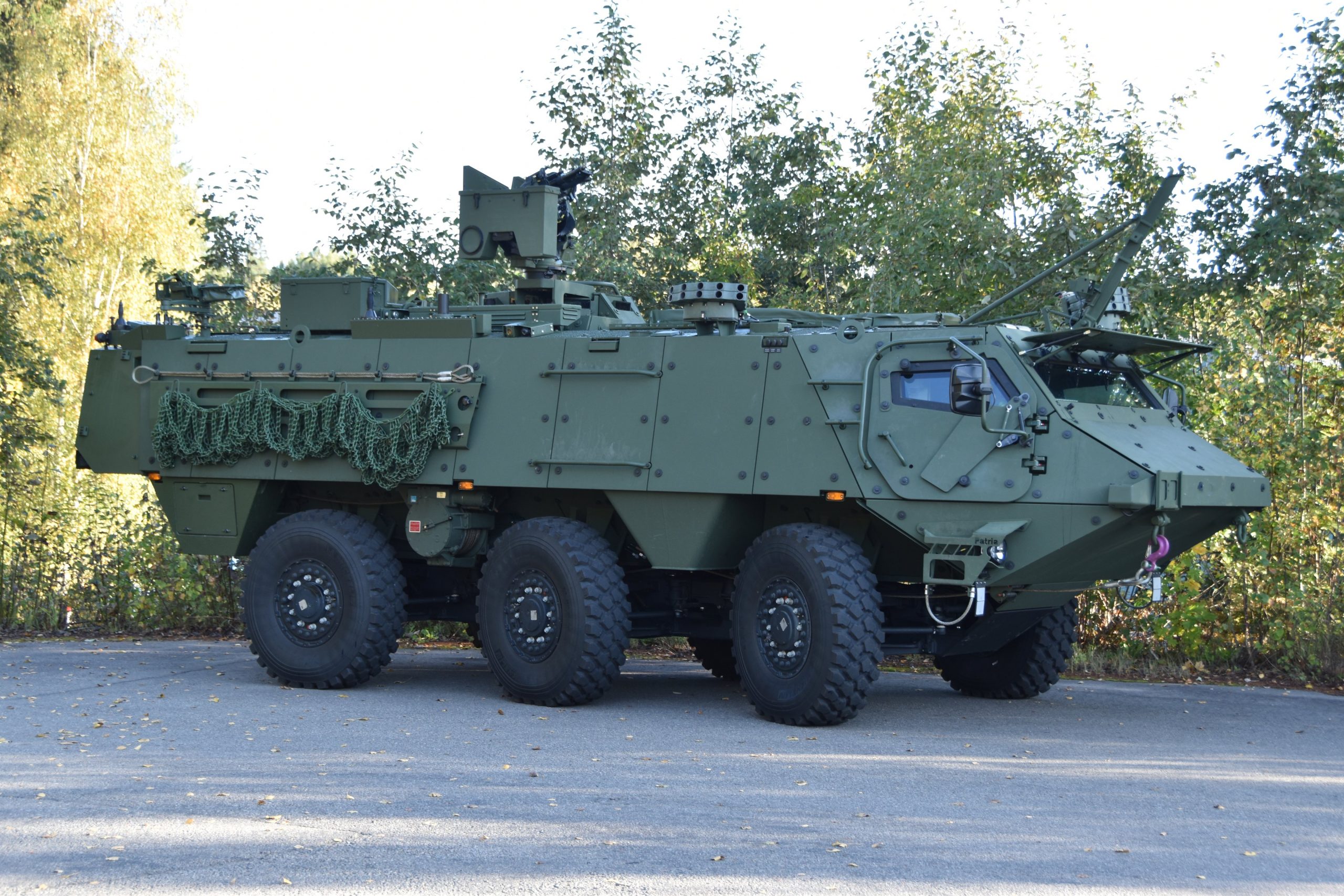 Heavy version of the Patria 6x6 APC with the Protector RS4 combat module. Photo credits: Patria
