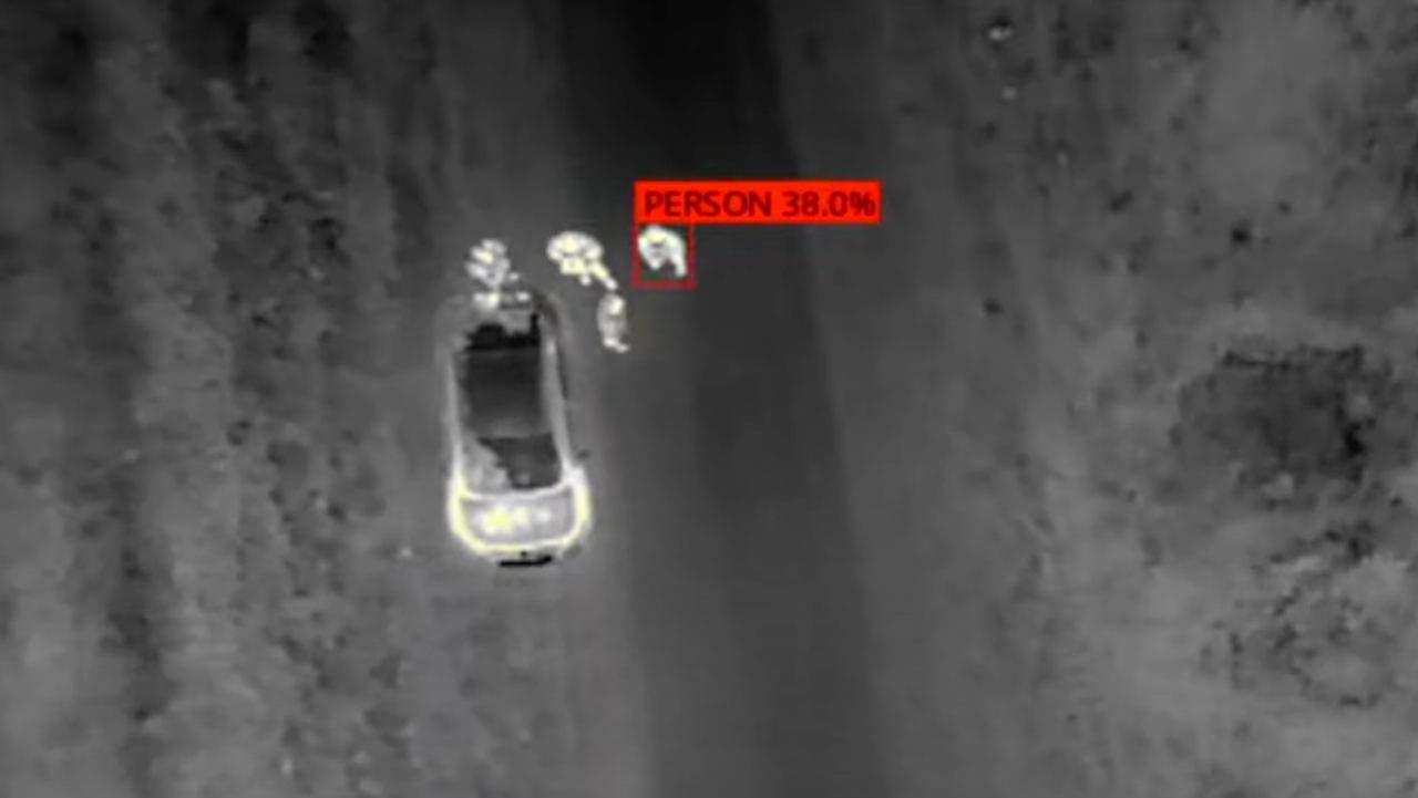 Artificial intelligence software recognizes objects detected by the system. Freeze frame from the DefSecIntel video.