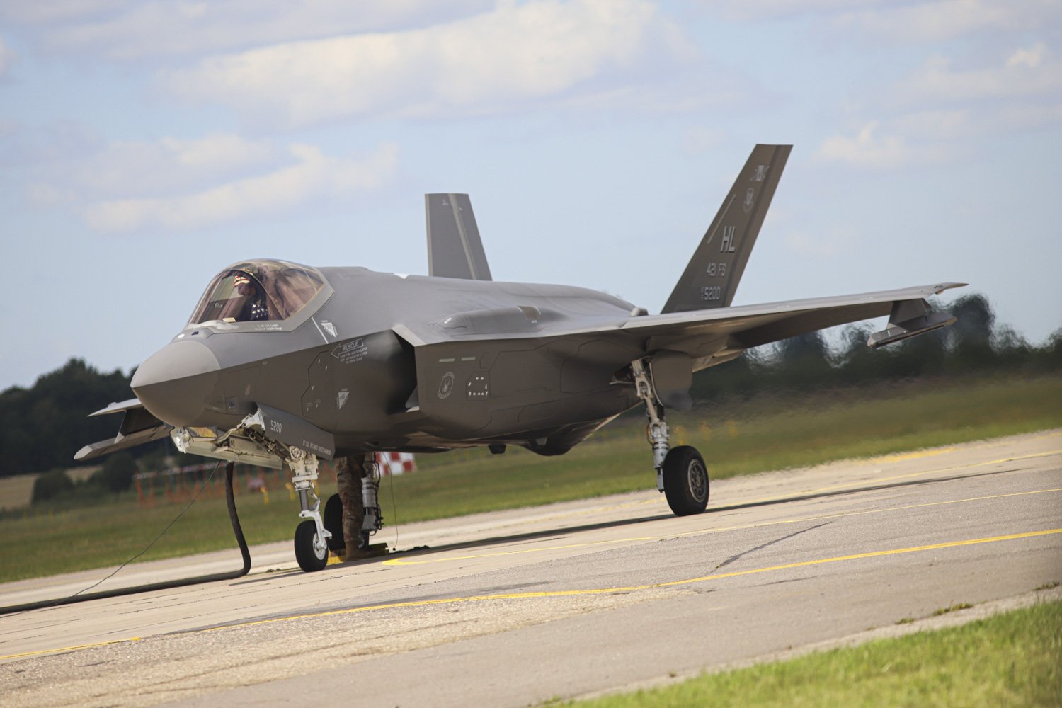 An F-35A at the Siauliai air base in Lithuania.
/p
pPhoto credits: Lithuanian Ministry of Defense