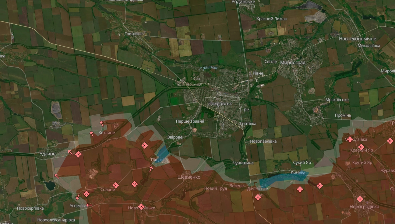 Pokrovsk sector on the Deepstate map as of February 24, 2025