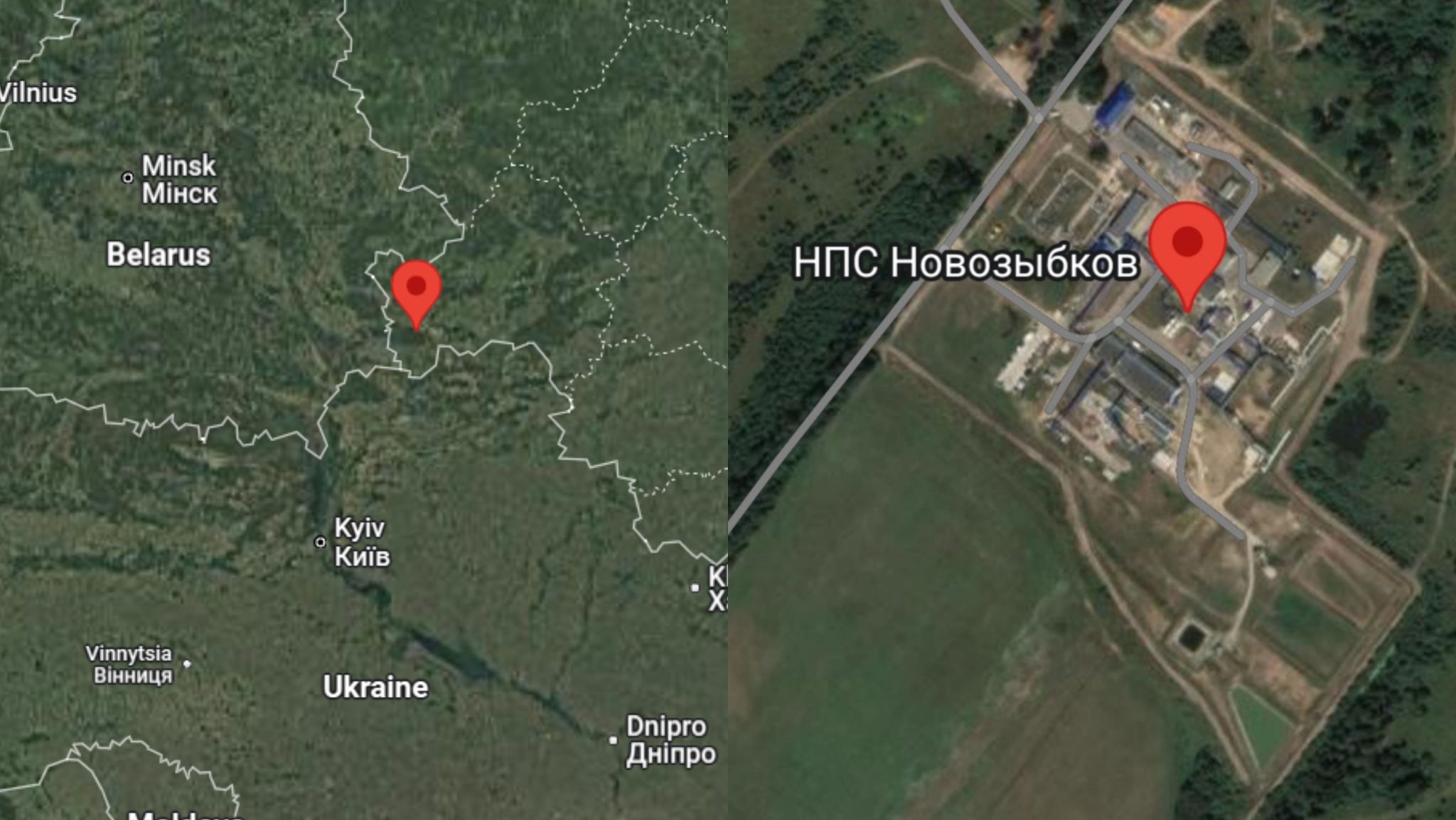 The Novozybkov oil pumping station (NPS) in the Bryansk region of the Russian Federation. Image credits: Google Maps