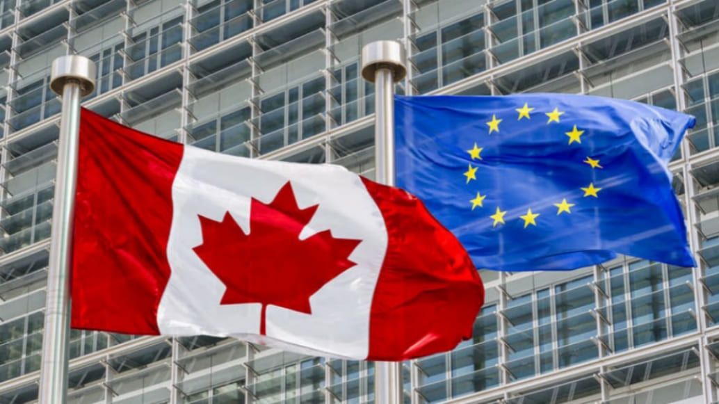 Flags of Canada and the European Union