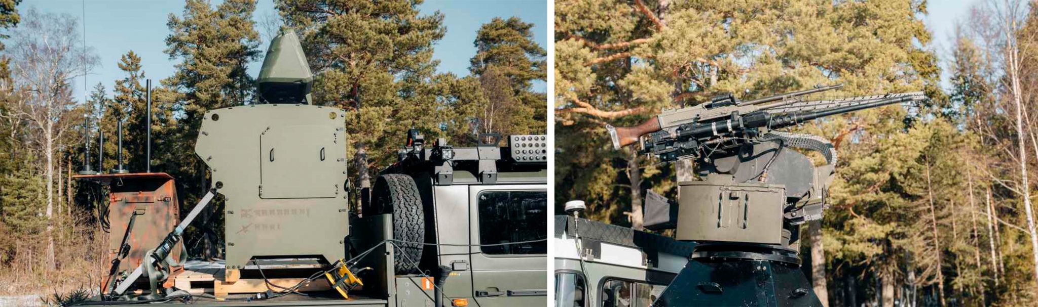 Giraffe 1X radar and Trackfire remotely controlled anti-aircraft system. Photo credits: Saab