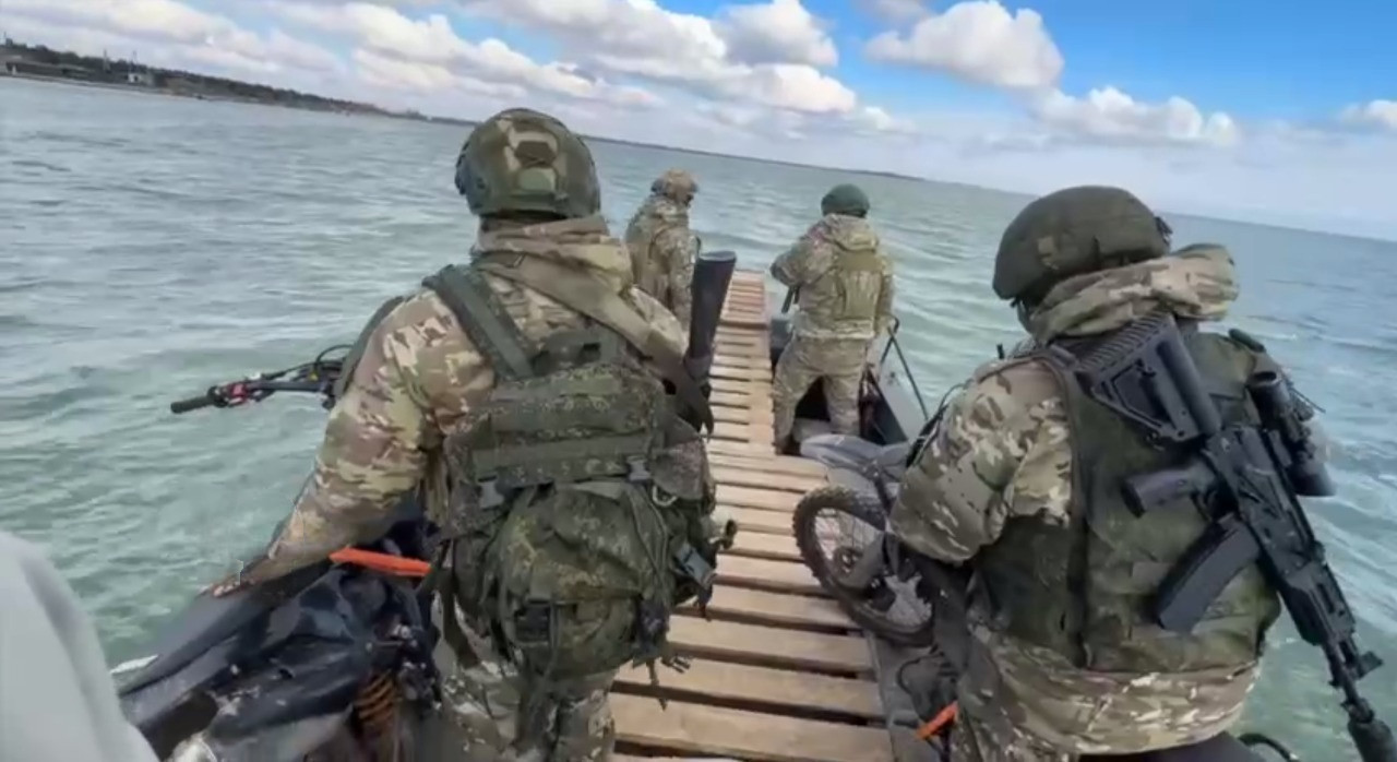 Russian marines of the 61st Marine Brigade practice landing on motorcycles, March 2025.
/p
pPhoto credits: Sladkov+