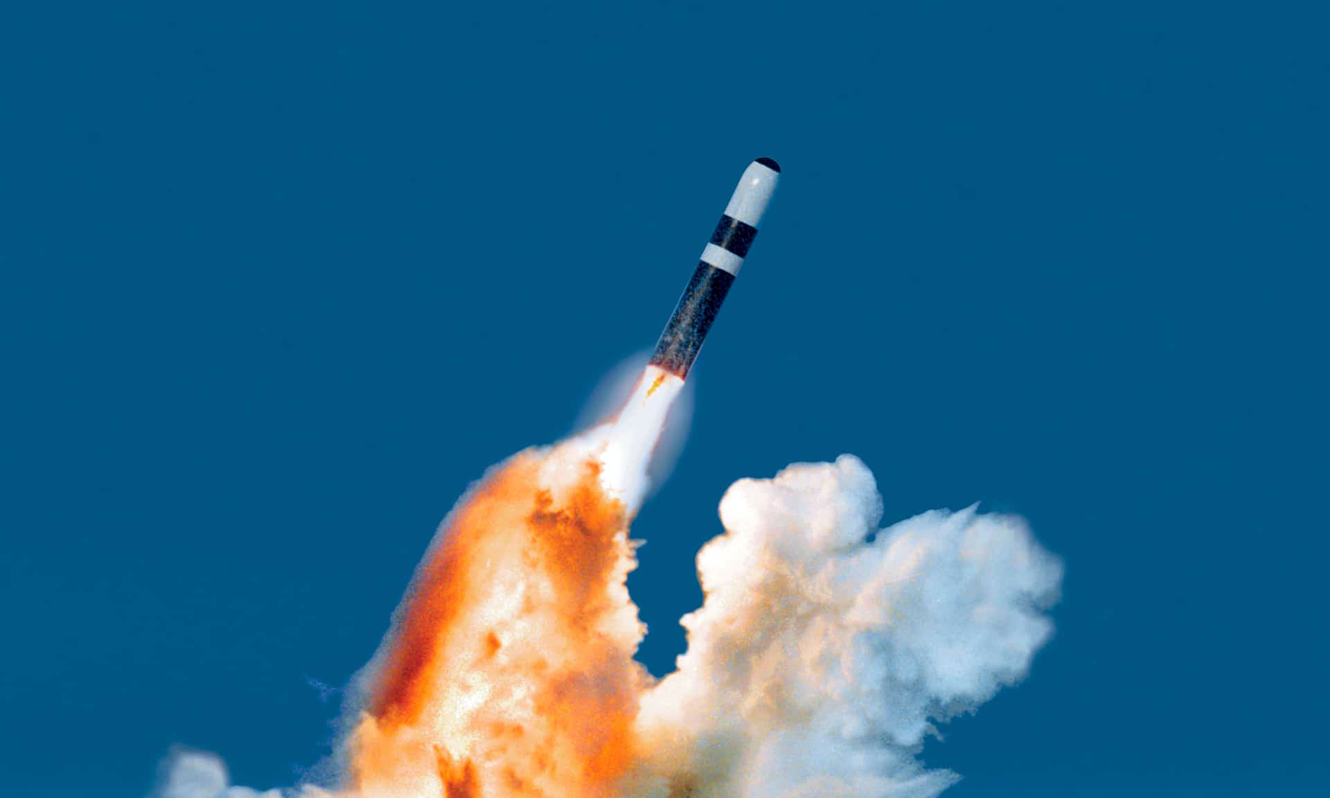 A Trident II D5 submarine-launched ballistic missile.
/p
pImage: Lockheed Martin